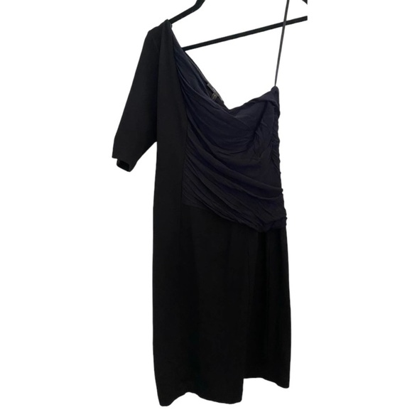 Bcbg maxazria  black shorted one shoulder ponte body con dress black 12 - Picture 4 of 7